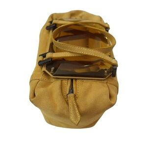 Rare 2008 Fendi Vintage Yellow Suede Bag with Oversized Crystal Mirror